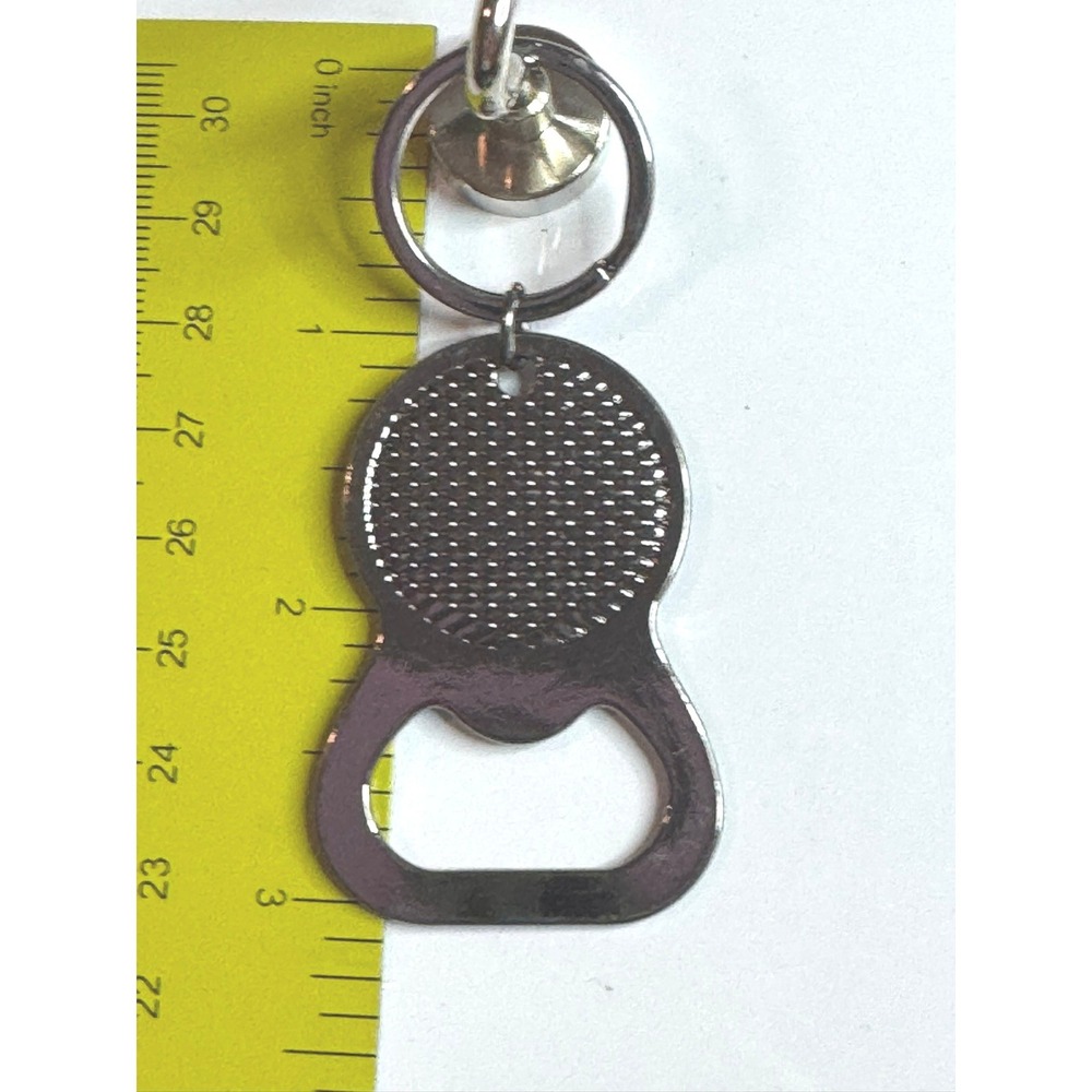 Metal Keychain Bottle Opener Silver Tone Textured Grip EDC Utility Tool